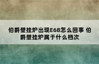 伯爵壁挂炉出现E68怎么回事 伯爵壁挂炉属于什么档次